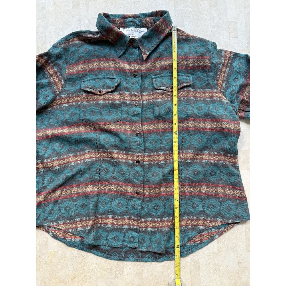 Vintage Tasha Polizzi for Saddleblanket Southwestern Stripe Pearl Snap‎ Shirt XL - Picture 6 of 9